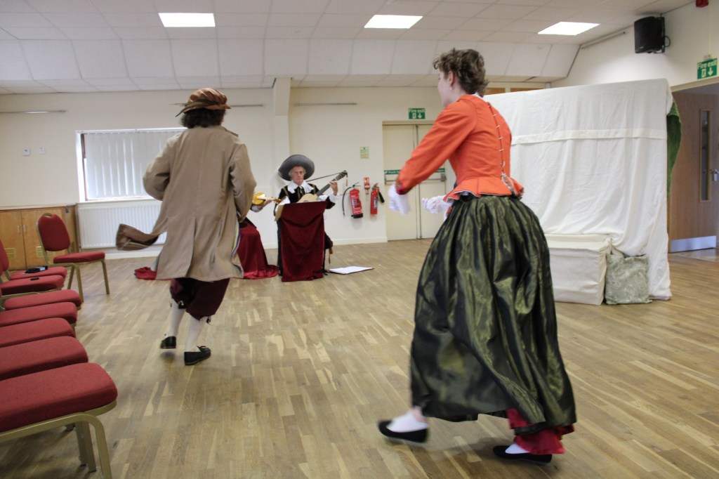 A woman chasing a man