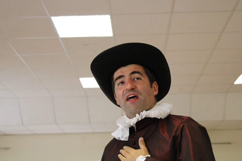 A close up of a man's head